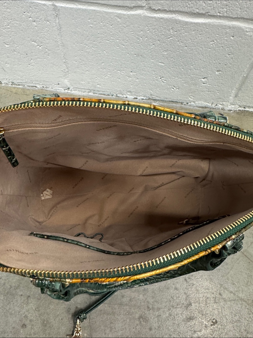 Brahmin Duxbury Bayleaf Ombré Green and Amber Croc-Embossed Leather Satchel - Picture 7 of 12